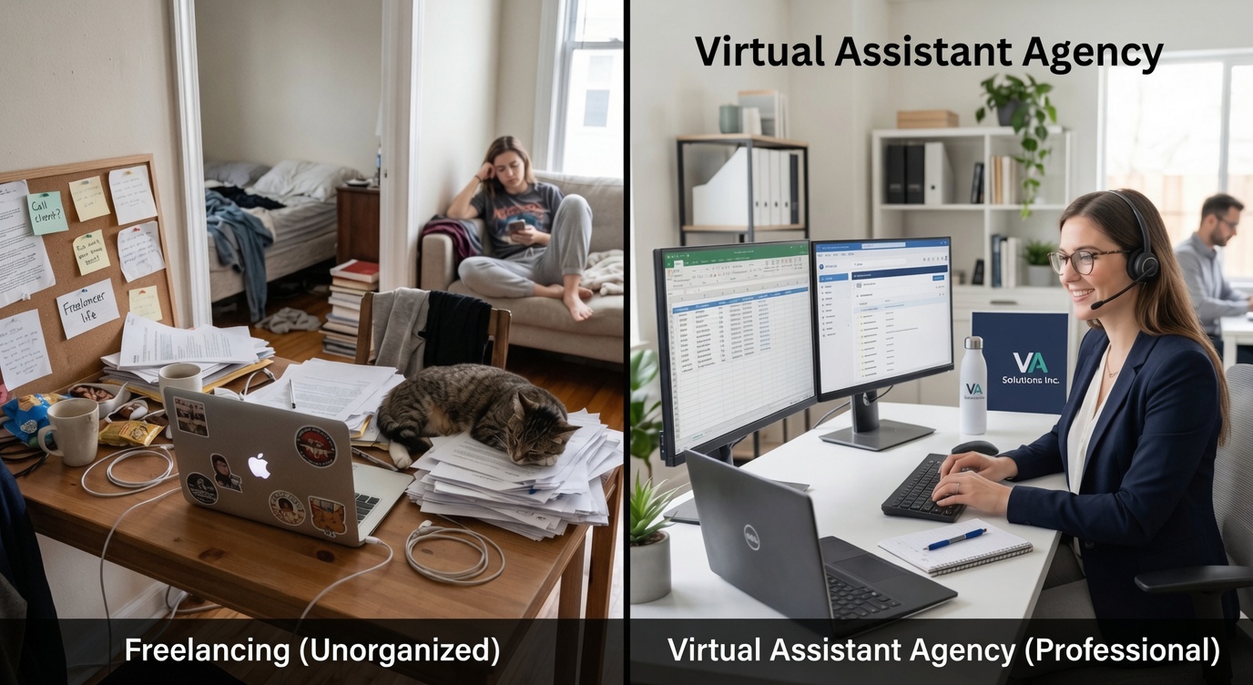 Freelancing vs. Virtual Assistant Agencies Pros and Cons A Balanced Comparison for Businesses
